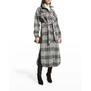 NWT LBLC The Label Hayley Long Belted Plaid Jacket size Small